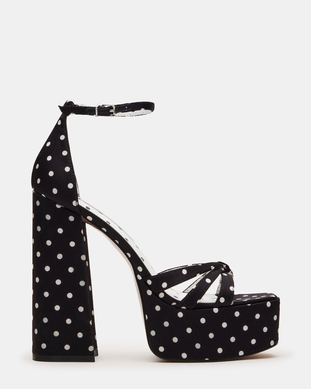 RETRO White/Black Polka Dot Open-Toe Block Heel Platform Women's Heel
