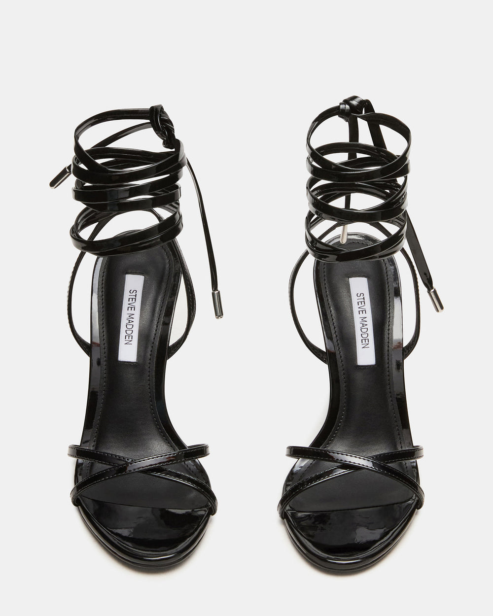 NERI Black Patent Strappy Stiletto Round-Toe Women's Heel