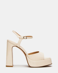 LINADRA Bone Patent Platform Square-Toe Strappy Women's Heel