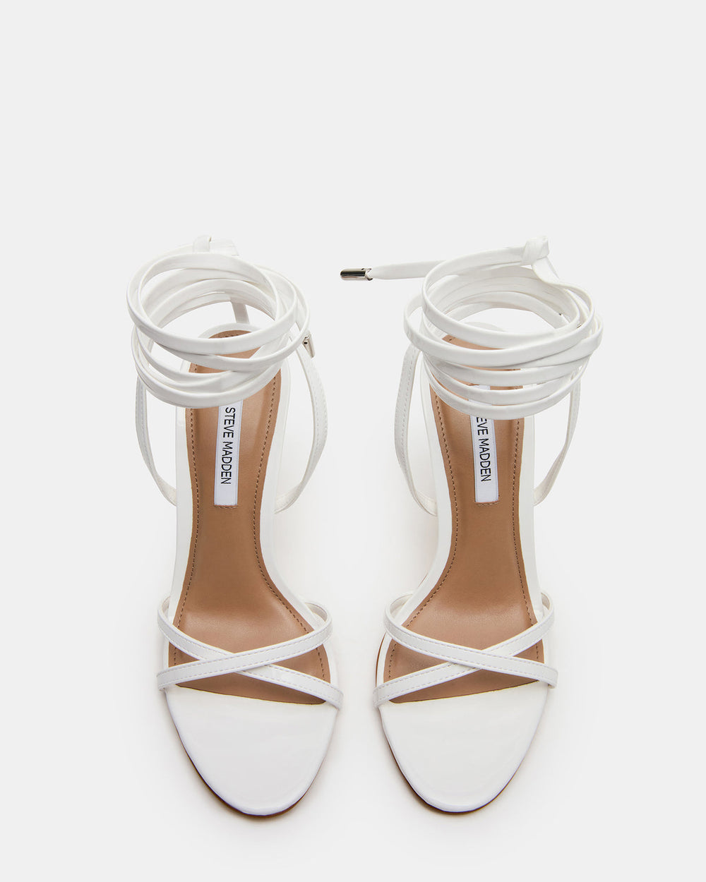 NERI White Patent Strappy Stiletto Round-Toe Women's Heel