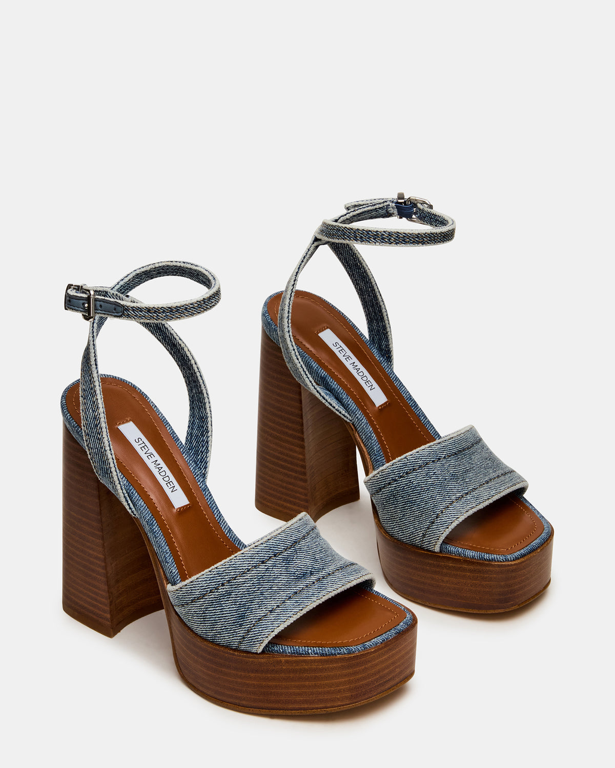 FLORIA Denim Square-Toe Block Heel Platform Women's Heel
