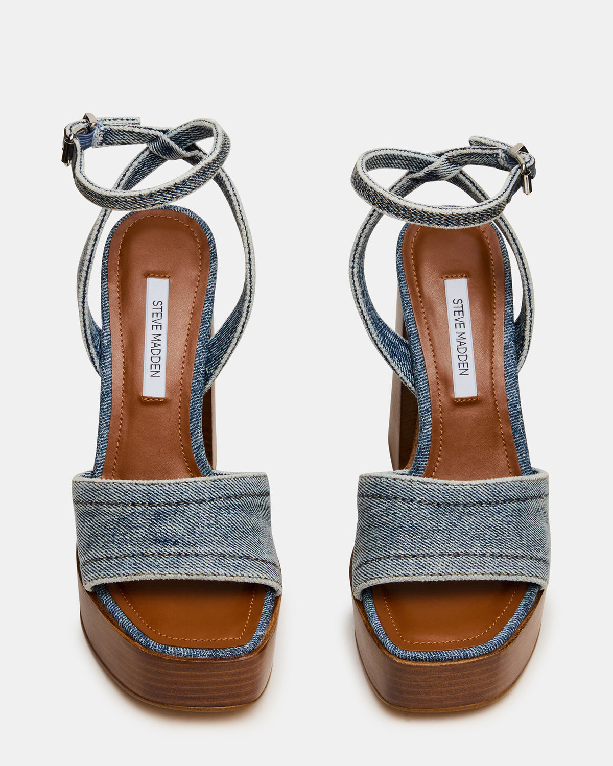 FLORIA Denim Square-Toe Block Heel Platform Women's Heel