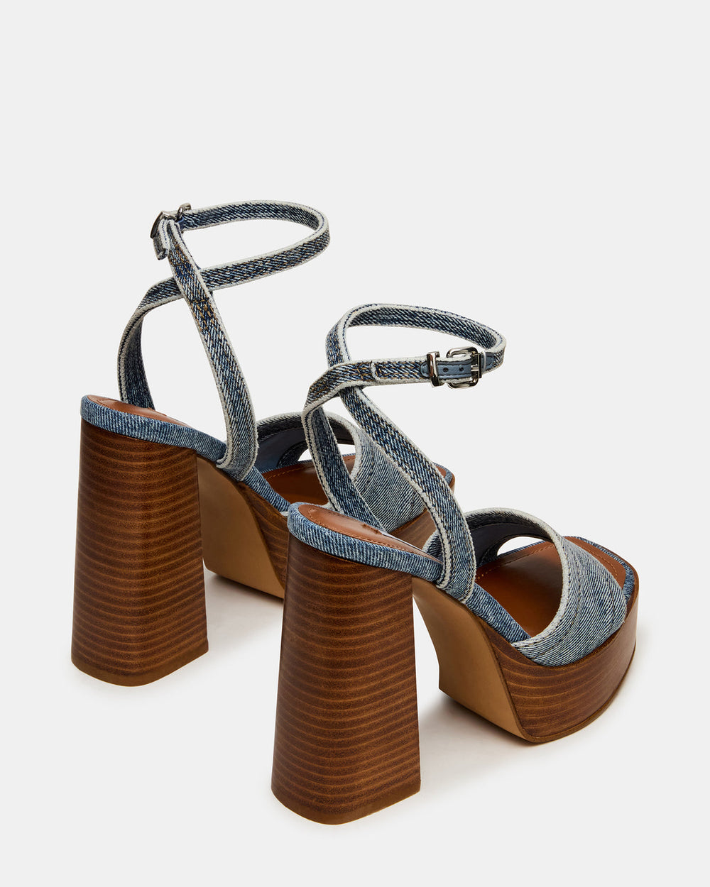 FLORIA Denim Square-Toe Block Heel Platform Women's Heel