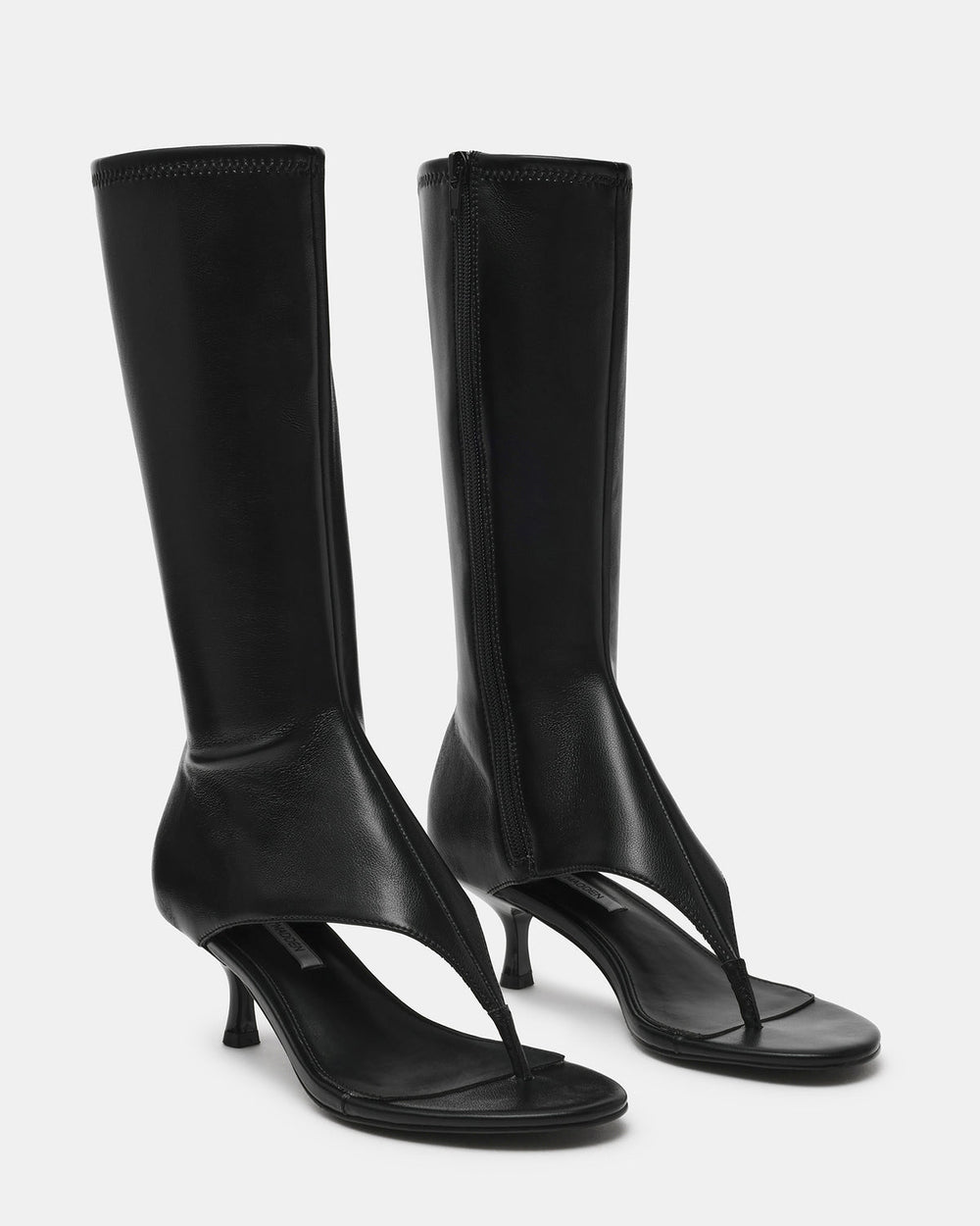 RELENTLESS Black Thong Open-Toe Boot Shaft Women's Heel