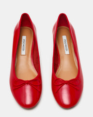 KLUTZY Red Patent Ballet Wedge Bow Round-Toe Women's Heel