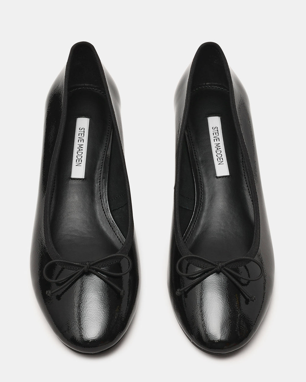 KLUTZY Black Patent Ballet Wedge Bow Round-Toe Women's Heel