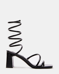LOPEZ Black Women's Square Toe Strappy Heel