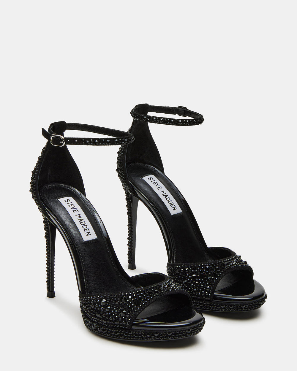 WILEY Black Rhinestone Women's Open Toe Stiletto Heel