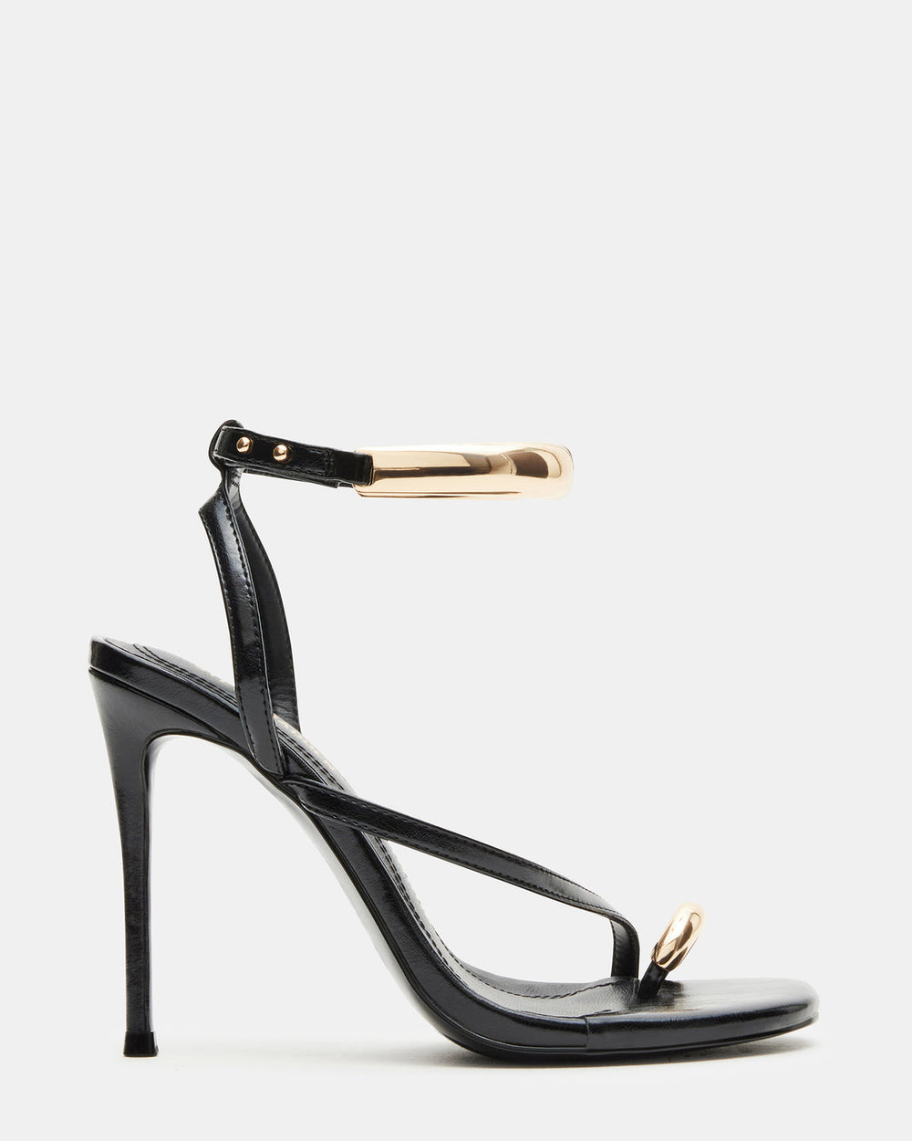 TIA Black Strappy Open-Toe Stiletto Women's Heel