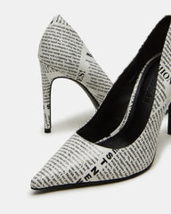 NOIR Newspaper Pointed-Toe Stiletto Pump Women's Heels