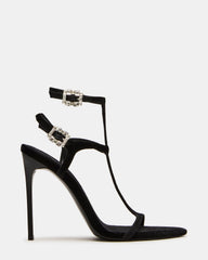 SALMA Black Multi Stiletto Strappy Open-Toe Ankle Strap Women's Heel