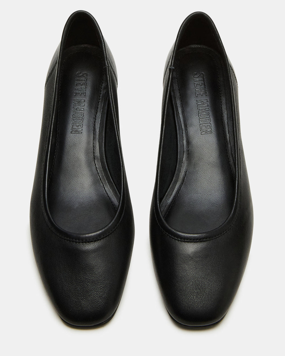 MOLLIE Black Leather Ballet Block Heels