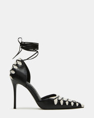 DANGER Black Multi Pointed-Toe Lace-Up Stiletto Pump Women's Heel