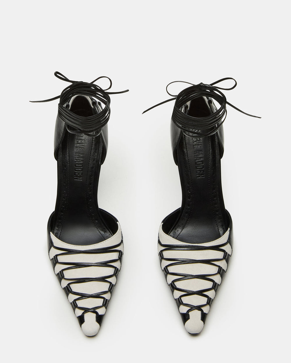DANGER Black Multi Pointed-Toe Lace-Up Stiletto Pump Women's Heel