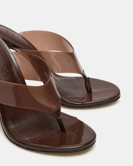 SABINE Brown Thong Mule Women's Heel