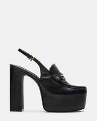 QUINN Black Leather Platform Slingback Heel | Women's Heels