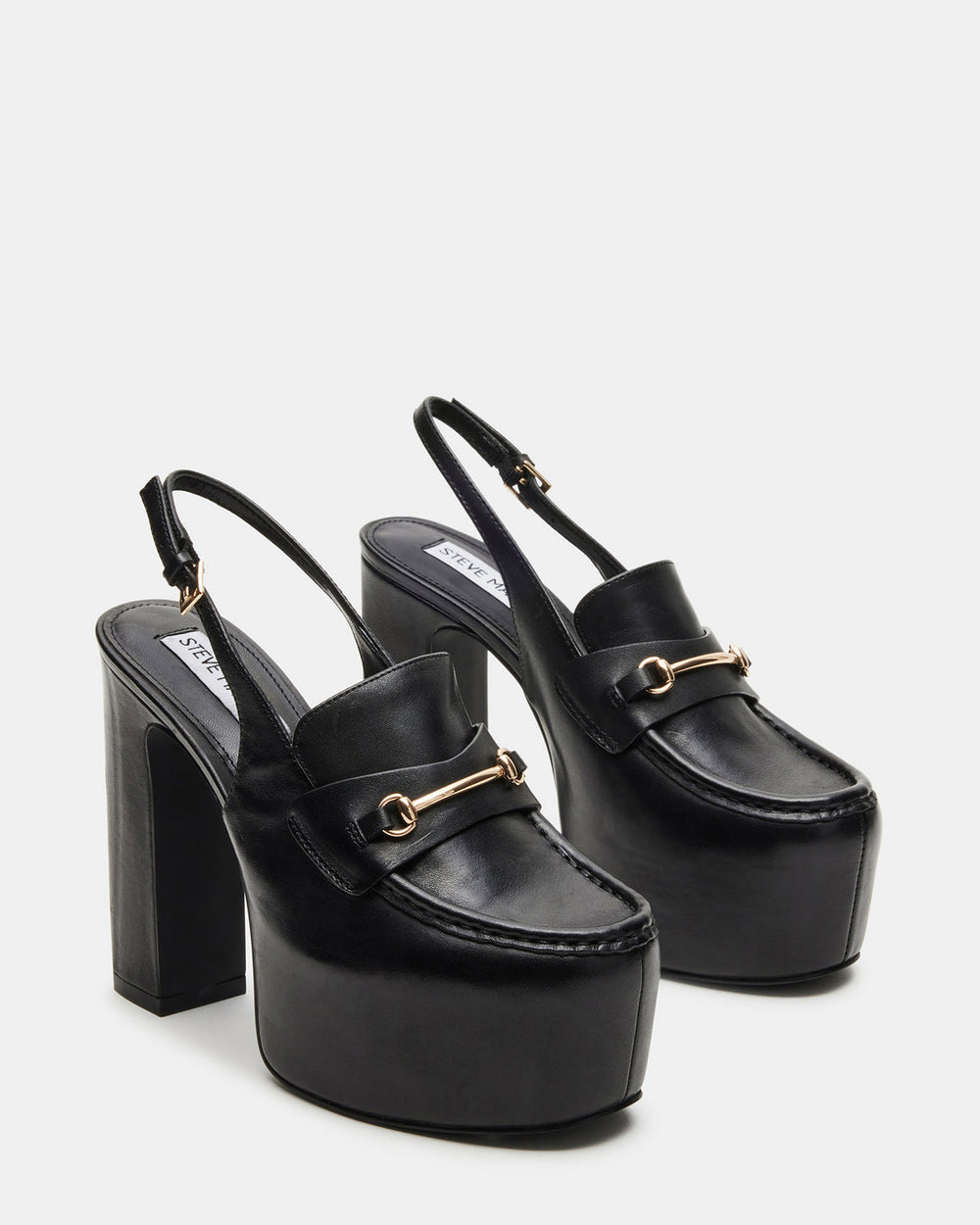 QUINN Black Leather Platform Slingback Heel | Women's Heels