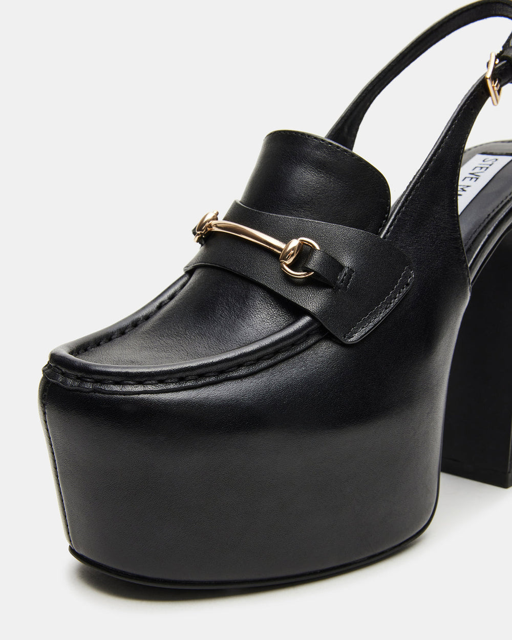 QUINN Black Leather Platform Slingback Heel | Women's Heels