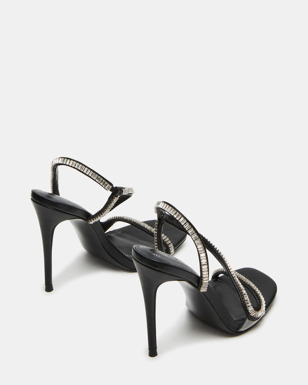 NESSA Black Square Toe Rhinestone Stiletto Heel | Women's Heels