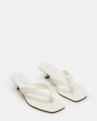 TRACIE White Leather Thong Strap Women's Kitten Heel