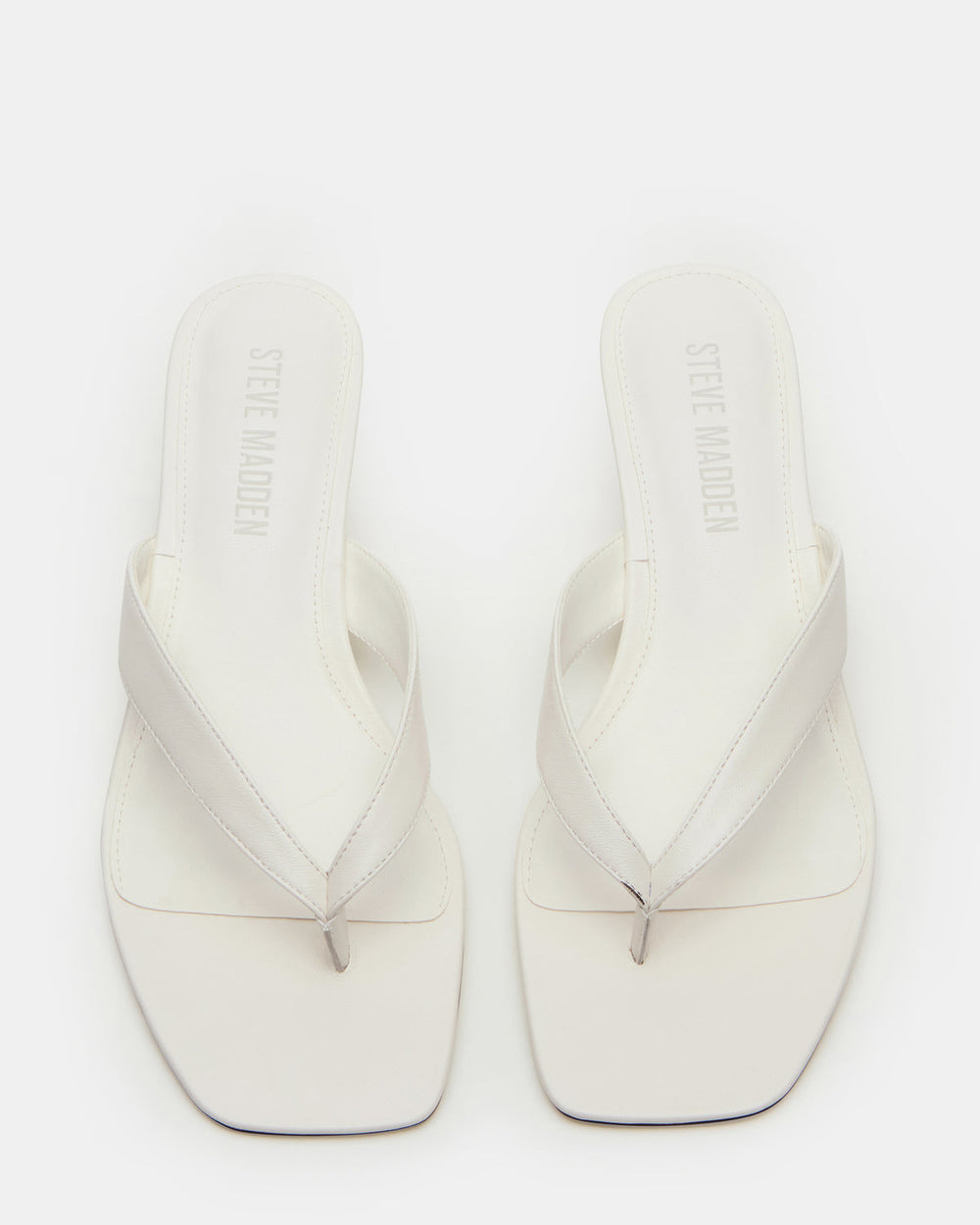 TRACIE White Leather Thong Strap Women's Kitten Heel
