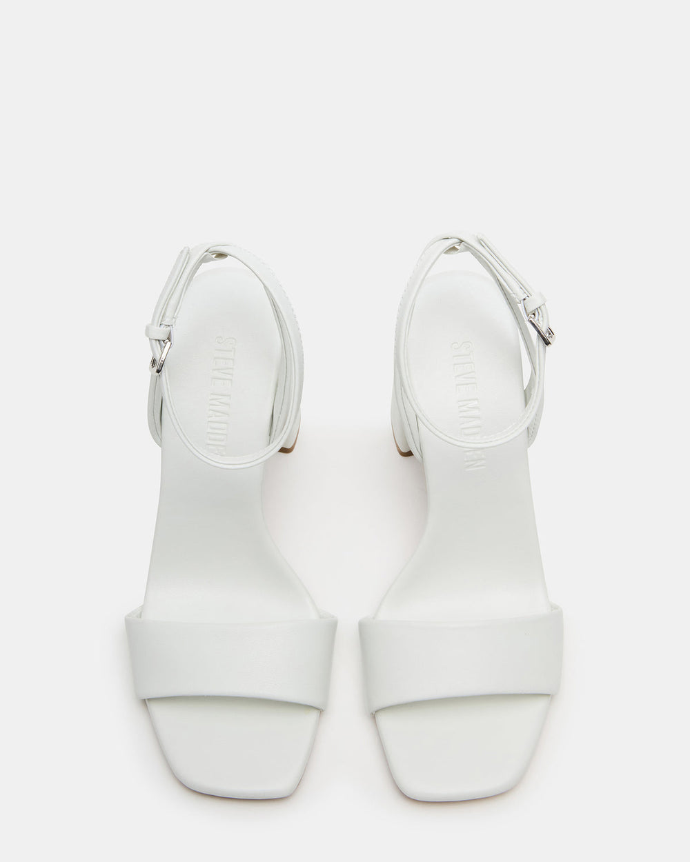 MESSA White Leather Women's Square-Toe Block Heel
