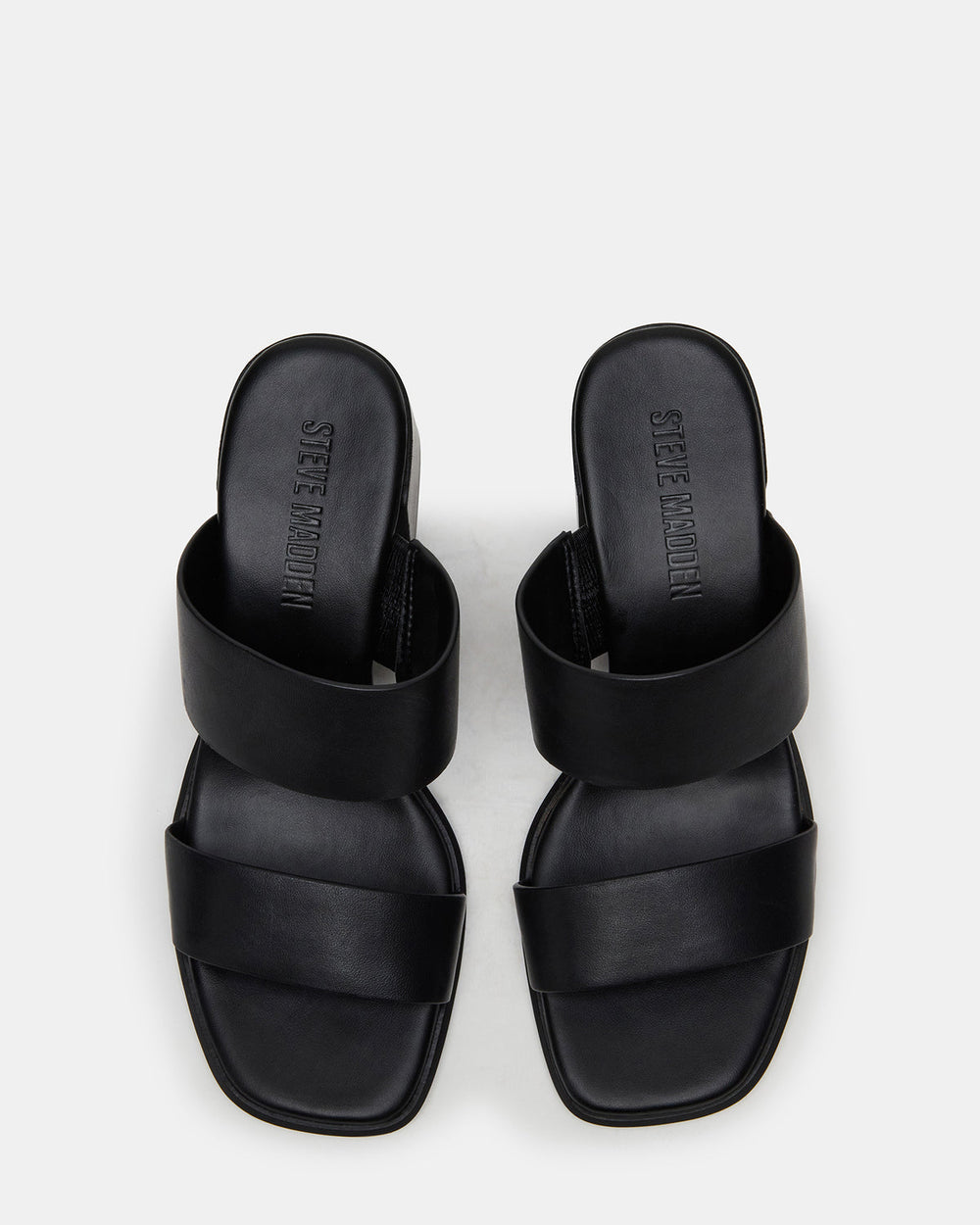 SYCAMORE Black Leather Square-Toe Mule Women's Heel