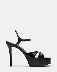 SCARLET Black Square-Toe Strappy Platform Women's Heel