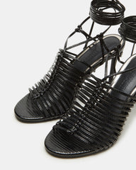 BRISTOWE Black Strappy Stiletto Heel | Women's Heels