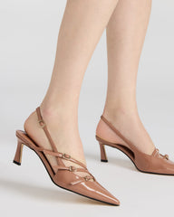 LIANA Mocha Women's Slingback Pointed-Toe Low Heel
