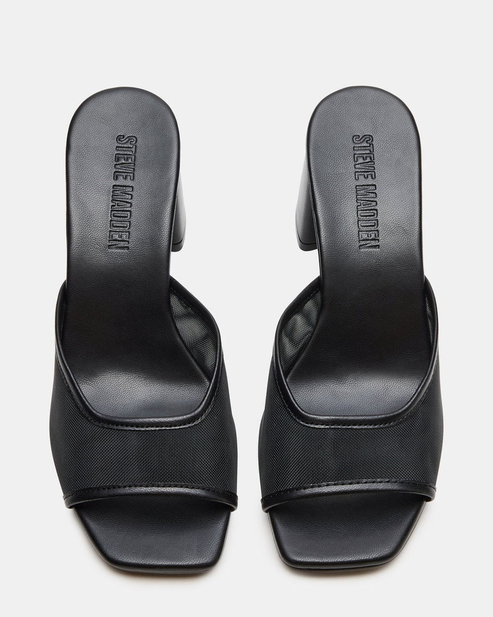 MADAME Black Square-Toe Mesh Mule Women's Heel
