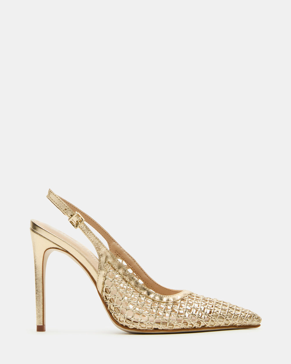 REYES Woven Gold Slingback Stiletto Pointed-Toe Pump Women's Heel