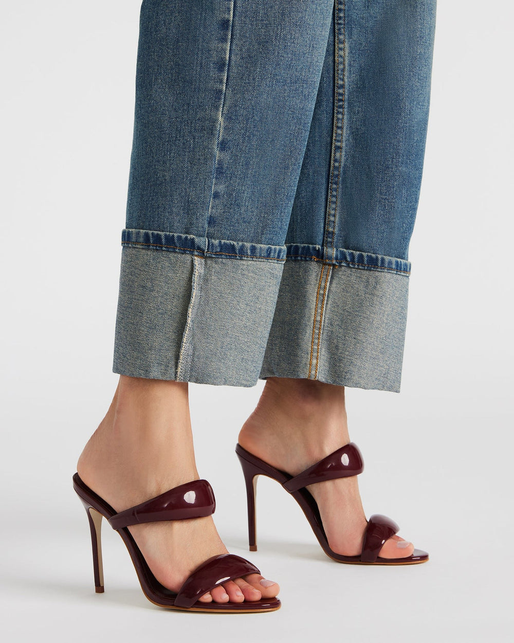 SATURN Wine Patent Stiletto Mule Women's Heel
