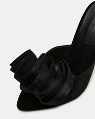 AFFINITY Black Satin Pointed-Toe Stiletto Mule Women's Heel