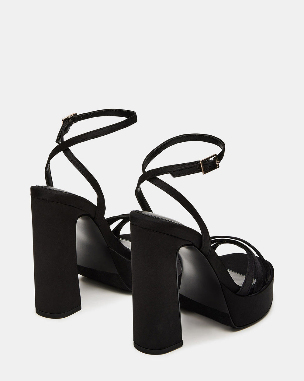 FLEET Black Strappy Platform Block Heel | Women's Heels