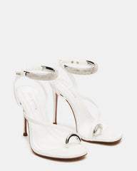 TIA Rhinestones White Satin Open-Toe Stiletto Women's Heel