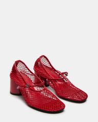 RAYNOR Red Women's Mary Jane Mesh Block Heel