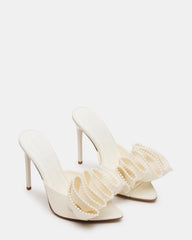 AFFINITY Pearl Ivory Satin Pointed-Toe Stiletto Mule Women's Heel