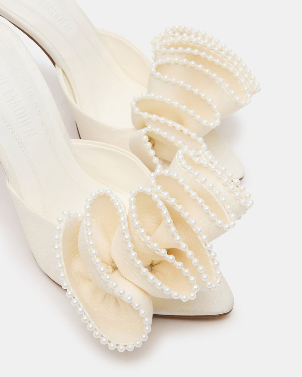 AFFINITY Pearl Ivory Satin Pointed-Toe Stiletto Mule Women's Heel