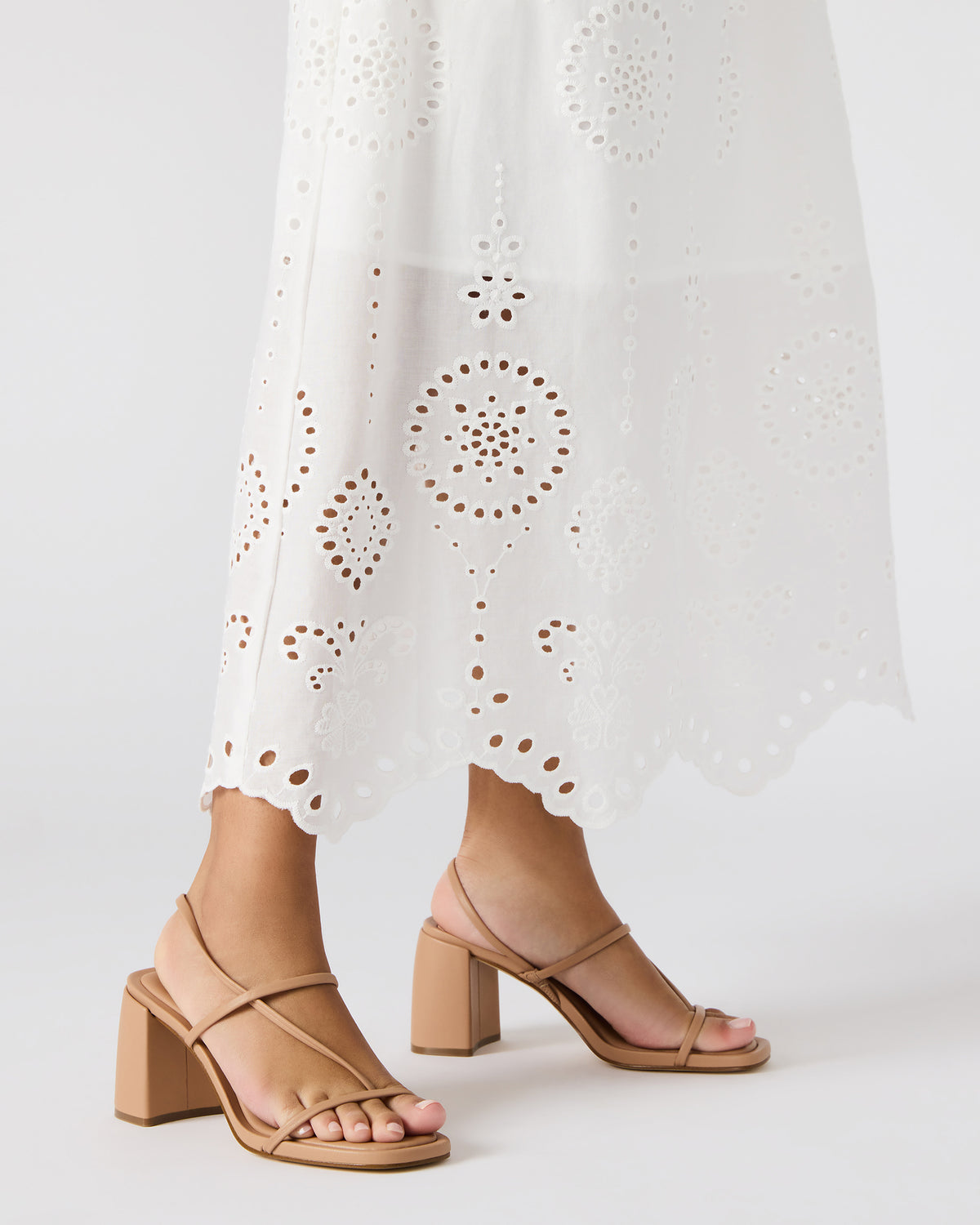 DIORA Natural Women's Strappy Square-Toe Heel