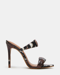 SATURN Brown Snake Stiletto Mule Women's Heel