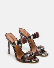 SATURN Brown Snake Stiletto Mule Women's Heel