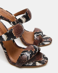 SATURN Brown Snake Stiletto Mule Women's Heel