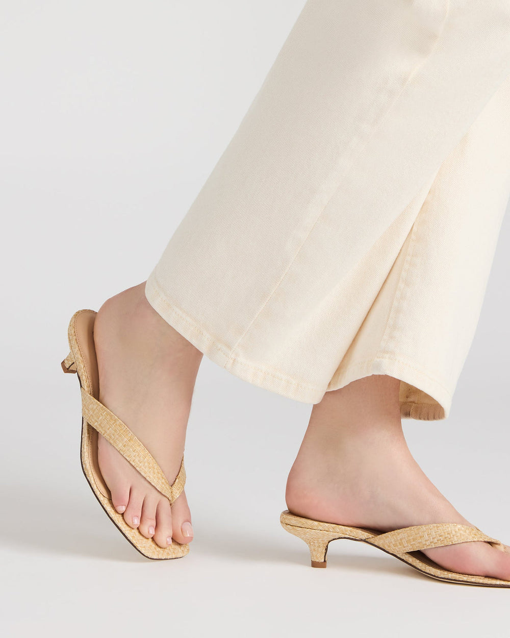 TRACIE Raffia Thong Strap Women's Kitten Heel