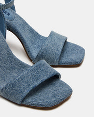 MESSA Denim Fabric Women's Square-Toe Block Heel