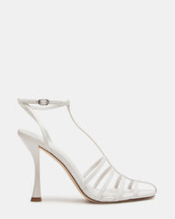 TILDAH White Leather Strappy Rounded Toe Women's Heel