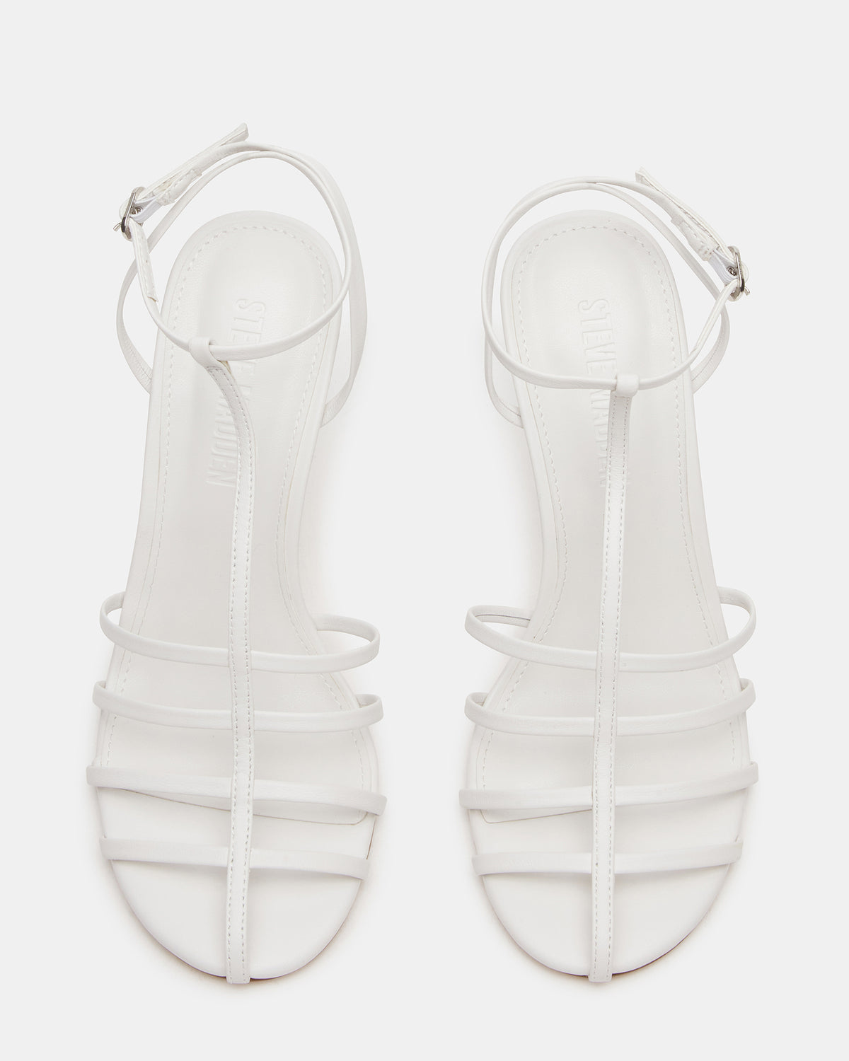 TILDAH White Leather Strappy Rounded Toe Women's Heel