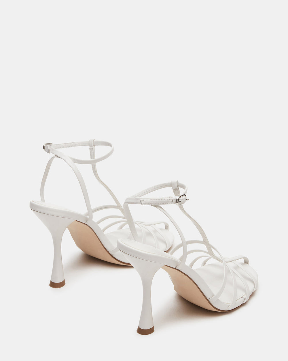 TILDAH White Leather Strappy Rounded Toe Women's Heel