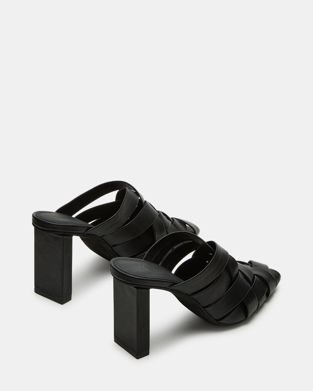 NAKITA Black Square-Toe Woven Mule Women's Heel