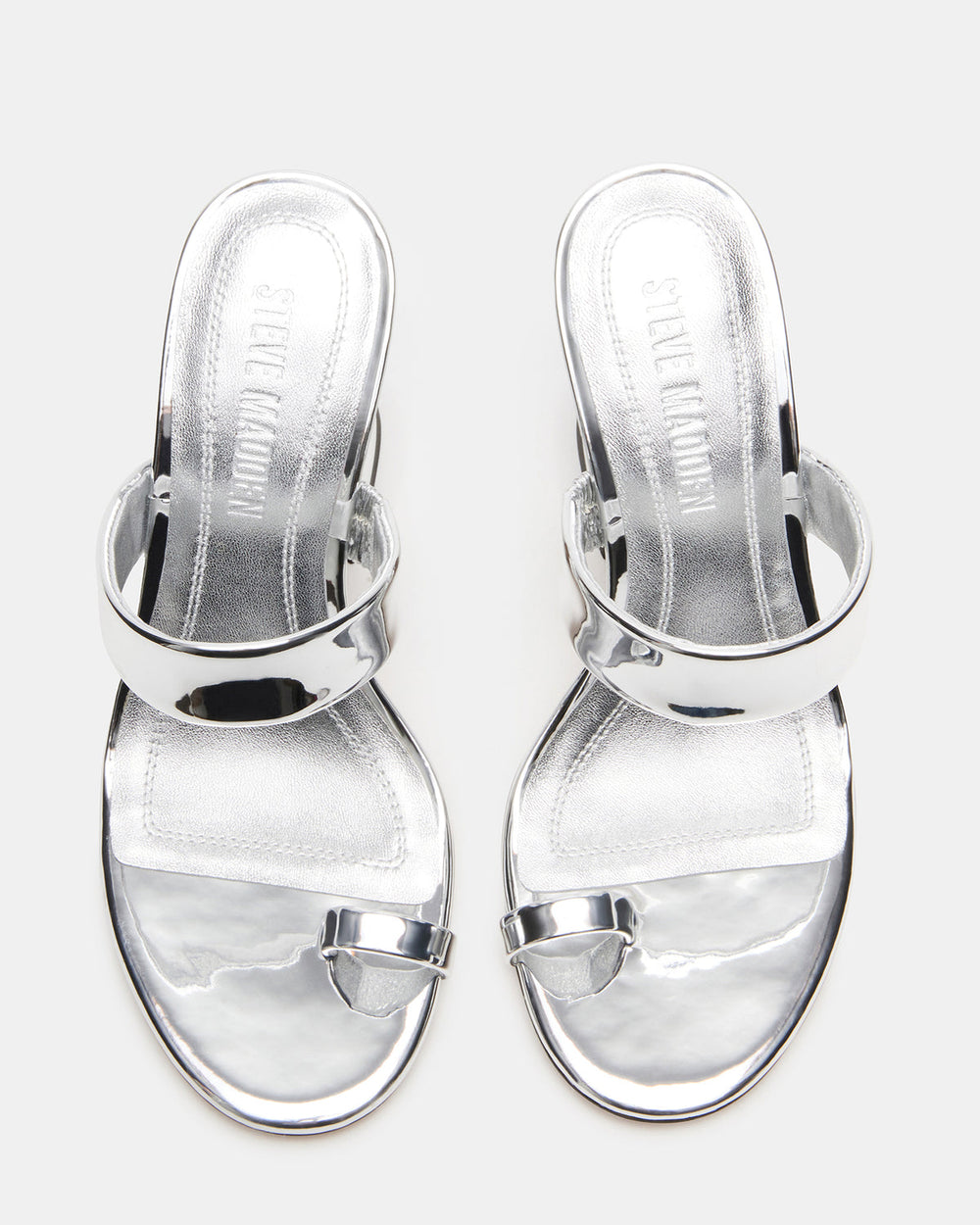 RENIE Silver Women's Open Toe Mule Heel